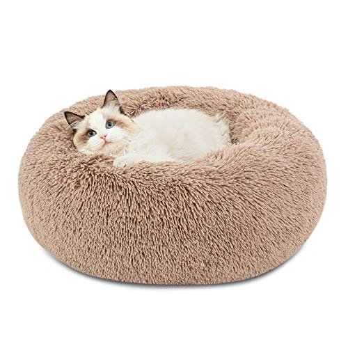 Calming Cat Beds for Indoor Cats - Small Cat Bed Washable 20 inches - Anti-Slip Round