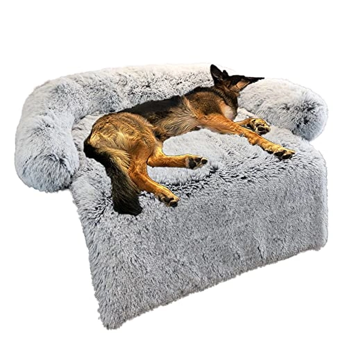 Calming Dog Bed Fluffy Plush Dog Mat for Furniture Protector with Removable Washable