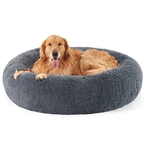Calming Dog Bed for Extra Large Dogs - Donut Washable Large Pet Bed - 45 inches Anti-Slip