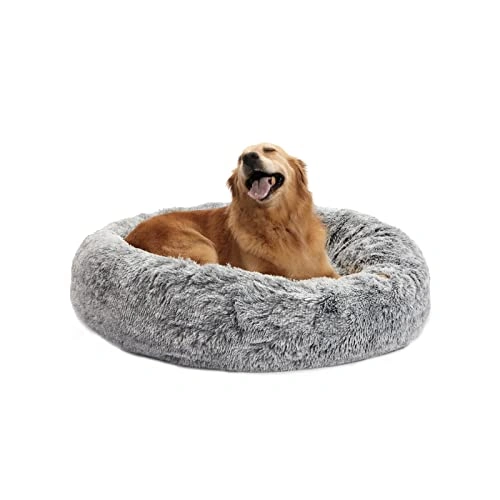 Calming Donut Dog Bed - Machine, 36 Inches Round Fluffy for Large Dogs