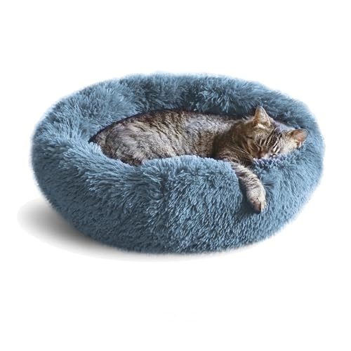 Cat Bed - Orthopedic Fluffy Round Calming Pet Bed for, Cat Beds for Indoor Cats Washable