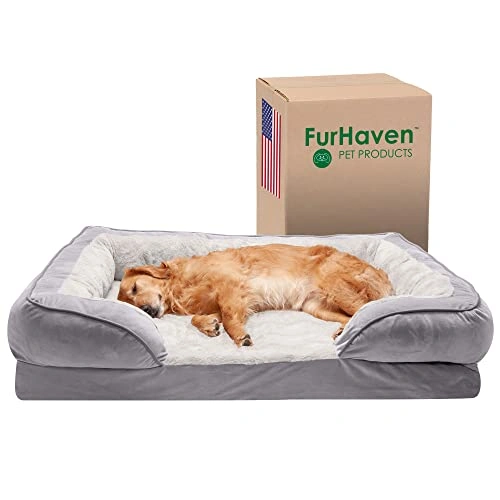 Cooling Gel Dog Bed for Large Dogs w Removable Bolsters Washable Cover - For Dogs Up to 95