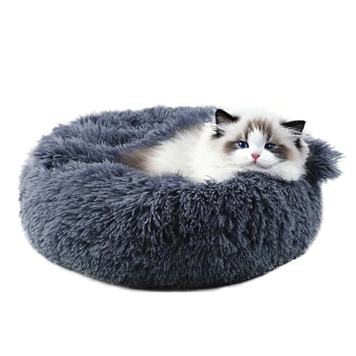 Dog Beds for Small Dogs - Donut Dogs Beds with Blanket Attached, Calming Dog Bed Washable