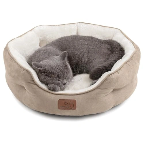 Dog Beds for Small Dogs - Round Cat Beds for Indoor Cats - Washable Pet Bed for Puppy and
