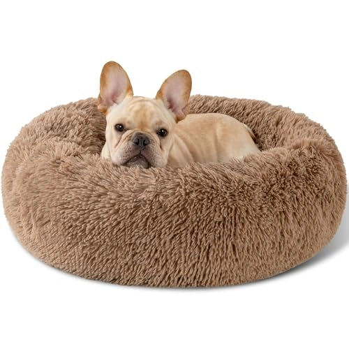 Dog Calming Beds for Small Medium Large Dogs - Round Donut Washable Puppy Dog Bed -