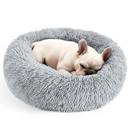 Dog Cat Bed for Indoor Cats - 20in Calming Donut Bed for Puppy and Kitten