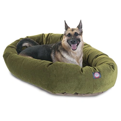 Inch Micro Velvet Calming Dog Bed Washable 52x35x11 Cozy Round Donut Dog Bed with Spine
