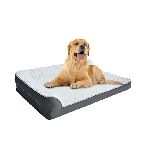 L-Shaped Dog Bed with Removable and Washable Cover - Non-Slip Bottom