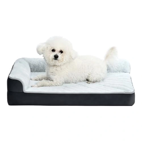 L-Shaped Dog Bed with Removable and Washable Cover - Suitable for Indoor