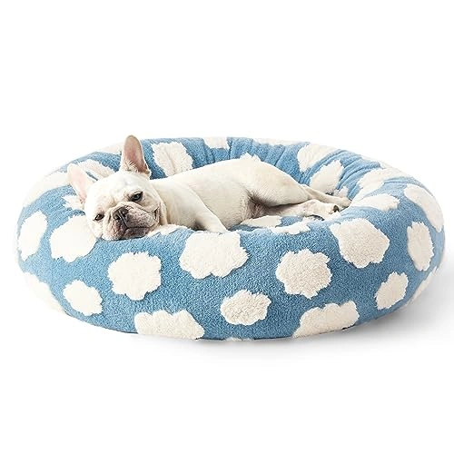 Lesure Donut Dog Bed Medium Size Dog - Round Cat Beds for Indoor Calming Pet with