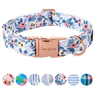 Metal Buckle Rose Collar - Durable Cute for Small to Large Dogs