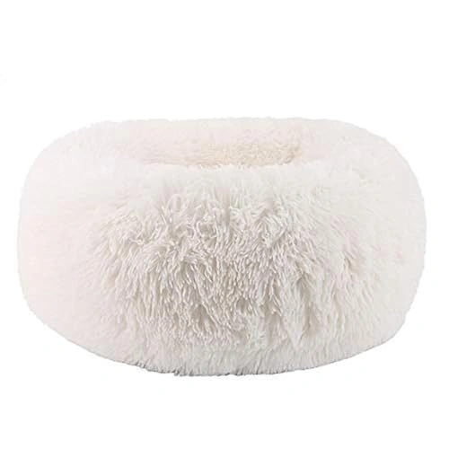 Modern Plush Round Pet Bed for Cats or Small Dogs - Mini Medium Sized Dog Cat Bed Self