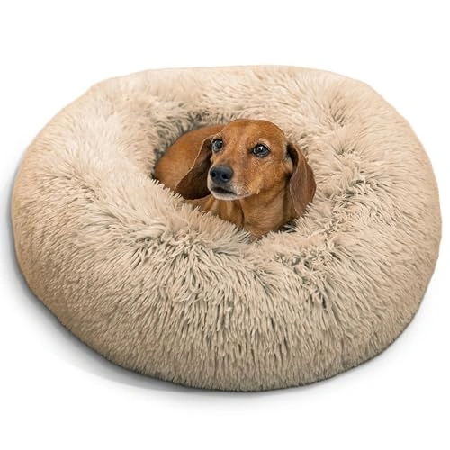 Original Calming Donut Dog and Cat Bed - Shag Faux Fur