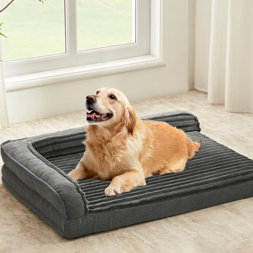 Orthopedic Dog Beds for Large - Medium Dogs, Waterproof Egg Foam Dog Sofa Bed with L