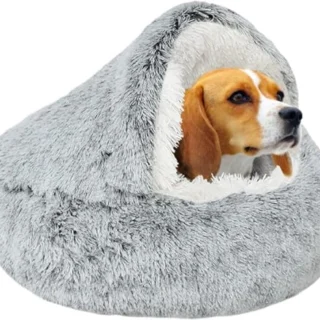 Small Dog Bed - Donut Cuddler Nest Warm Plush Faux Fur Washable Dog Bed with Non-Slip