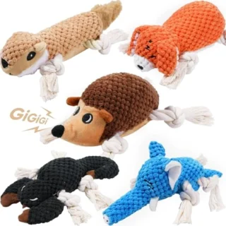 Squeaky Dog Toys - 5 Pack Stuffed Animal Puppy Toys with Tug of War, Plush Small Dog Toys