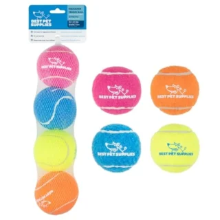 Squeaky Tennis Toys for Dogs - 4-Pack, Heavy-Duty Interactive Pet Toys for Throwing and