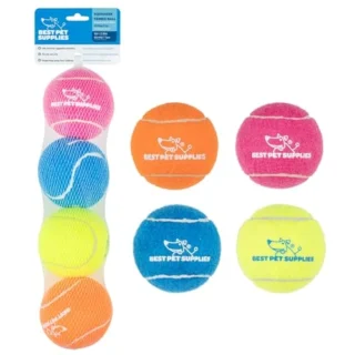 Squeaky Tennis Toys for Dogs - 4-Pack, Heavy-Duty Interactive Pet Toys for Throwing and