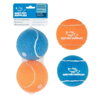 Squeaky Tennis Toys for Dogs - Heavy-Duty Interactive Pet Toys for Throwing and, 2-Pack