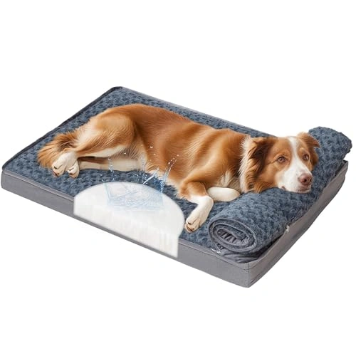 Washable Dog Bed for Large Sized Dog - Waterproof Bed Orthopedic with Removable Cover and