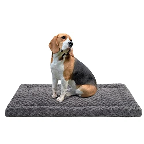 Washable Dog Bed Mat Reversible Dog Crate Pad Fluffy Pet Kennel Beds Dog Sleeping